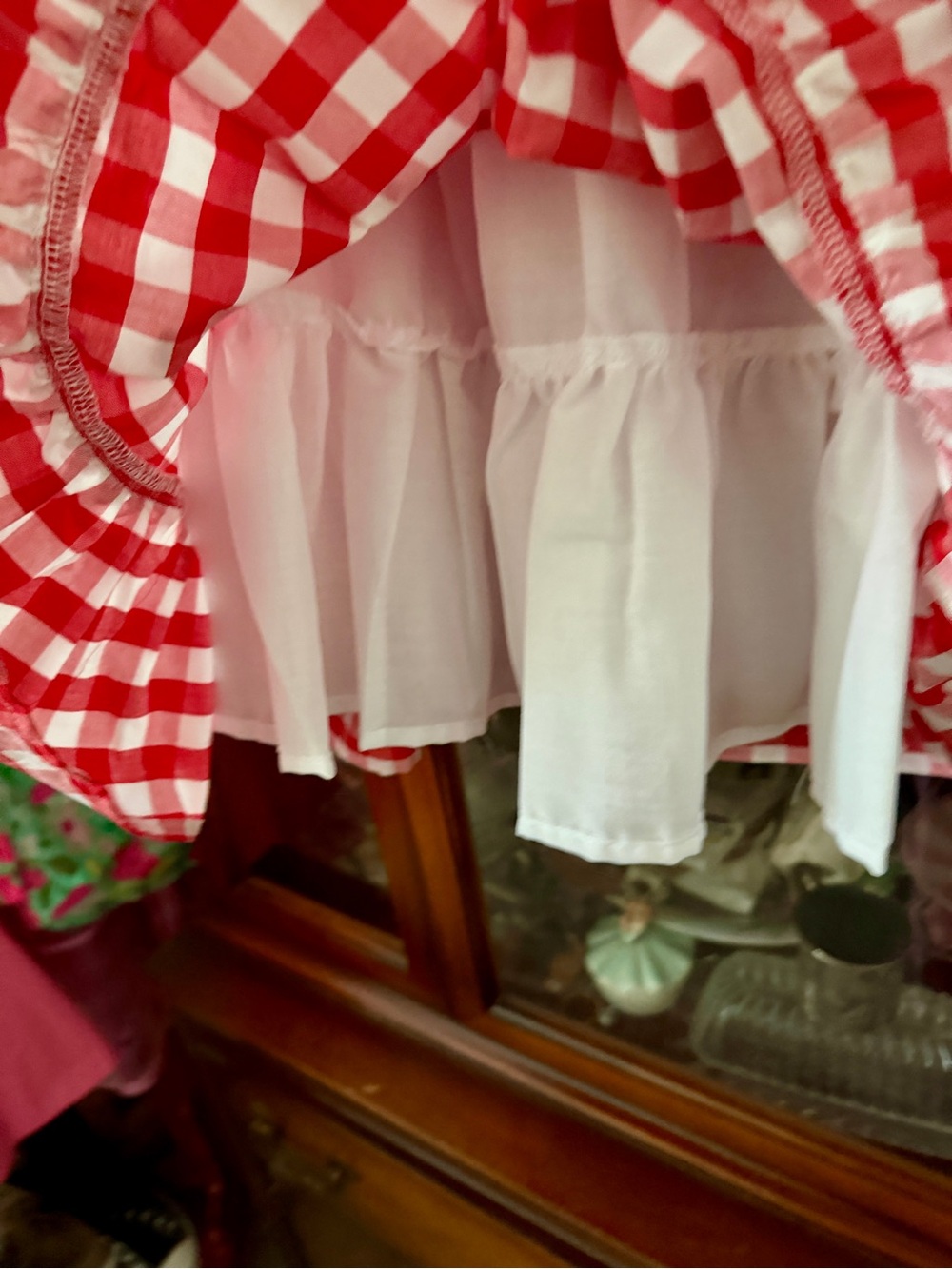 Girls Red and White Gingham Dress - Picture 10 of 12